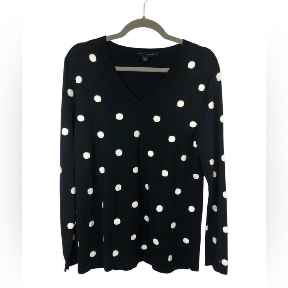 Tommy Hilfiger Polka Dot SweaterV Neck All Cotton Pullover [COPY]